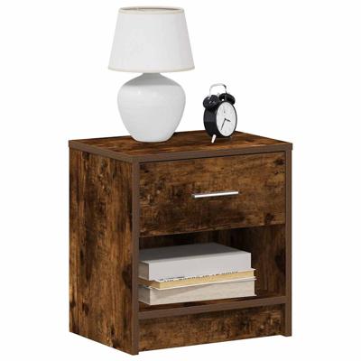 Nachtkastje met lade 39x28x41 cm gerookt eikenkleurig