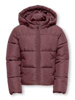 Kids ONLY winter winterjas meisjes - rood bruin - KogJuta - puffer - capuchon