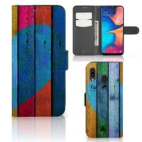 Samsung Galaxy A30 | Book Style Case | Wood Heart - Cadeau voor je Vriend
