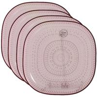 Ontbijtbord - 6x - roze - kunststof - 20,5 cm - campingbord