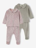 2-delige set pyjama's voor pasgeborenen in fluweel / velours oudroze