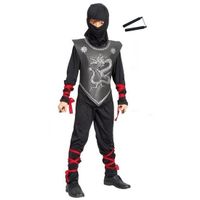 Verkleedkleding Ninja pak maat L met vechtstokken voor kinderen L  - - thumbnail