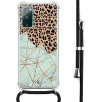 Samsung Galaxy S20 FE hoesje met koord - Luipaard marmer mint