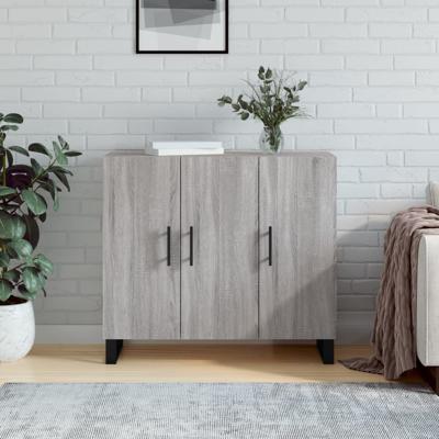 Dressoir 90x34x80 cm bewerkt hout grijs sonoma eikenkleurig