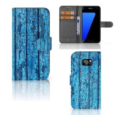 Samsung Galaxy S7 Edge | Book Style Case | Wood Blue