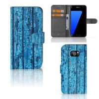 Samsung Galaxy S7 Edge | Book Style Case | Wood Blue