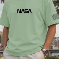 Bon&Bon Homme Men's Plus Size Navy Blue Slogan Print Casual T-Shirt Mint Green / 5XL