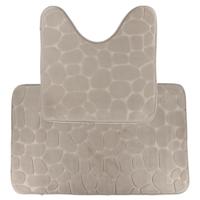 Tendance Badkamer Matten set Pebble - toilet en bad mat - taupe - memory foam - microfiber