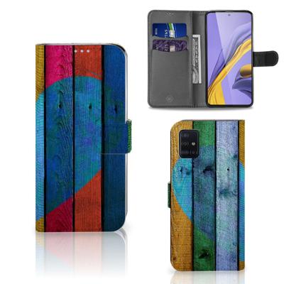 Samsung Galaxy A51 | Book Style Case | Wood Heart - Cadeau voor je Vriend | Portemonnee hoesje