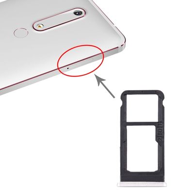 SIM-kaartlade + SIM-kaartlade / Micro SD-kaartlade voor Nokia 6.1 / 6 (2018) / TA-1043 TA-1045 TA-1050 TA-1054 TA-1068 (Wit)