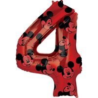 Folieballon Cijfer 4 Mickey Mouse Rood (66cm)