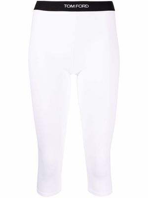 TOM FORD legging court à taille à logo - Blanc