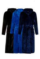 Fleece badjas capuchon borduren-wit-xl/xxl