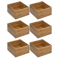 Set van 6x stuks opberg/sorteer/kast/lade verdelers vakjes bamboe hout 18 x 18 x 9.5 cm - thumbnail