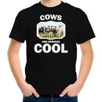 Dieren kudde koeien t-shirt zwart kinderen - cows are cool shirt jongens en meisjes - thumbnail