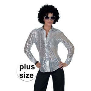 Grote maat zilveren disco seventies overhemd voor dames 44-46 (2XL/3XL)  -