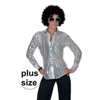Grote maat zilveren disco seventies overhemd voor dames 44-46 (2XL/3XL)  - - thumbnail