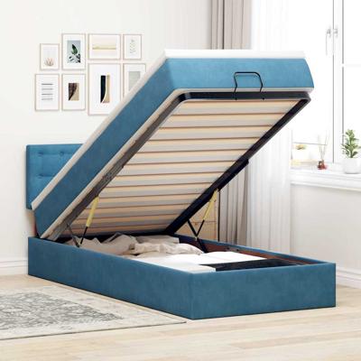 Ottoman bed met matras en LED's 90x200cm fluweel donkerblauw