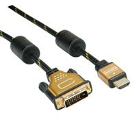 ROLINE 11.04.5892 video kabel adapter 3 m HDMI DVI Zwart, Goud - thumbnail