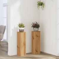Plantenstandaards 2 st 17x17x60 cm hout artisanaal eikenkleurig - thumbnail