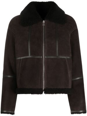 Yves Salomon veste à bords en peau lainée - Marron