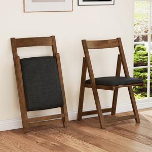 2-delige set Opvouwbare Eetkamerstoelen Keukenstoelen met Gebogen Rugleuning Gestoffeerde Stoel 150 kg Belastbaar
