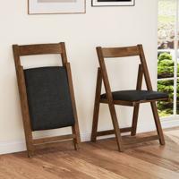 2-delige set Opvouwbare Eetkamerstoelen Keukenstoelen met Gebogen Rugleuning Gestoffeerde Stoel 150 kg Belastbaar