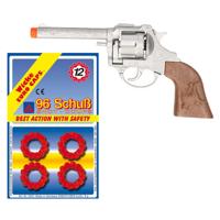 Cowboy speelgoed revolver/pistool metaal 12 schots plaffertjes