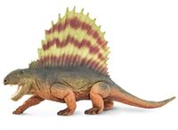 Safari dinosaurus Dimetrodon junior 18 cm rubber bruin/geel/rood/zwart - thumbnail