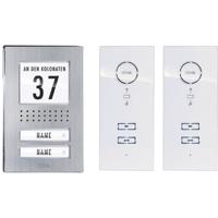 m-e modern-electronics ADV 122 WW Vistadoor Complete set voor Deurintercom Kabelgebonden Tweegezinswoning RVS, Wit