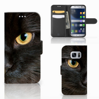 Samsung Galaxy S7 Telefoonhoesje met Pasjes Zwarte Kat