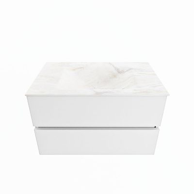 MONDIAZ VICA-DLUX 80cm badmeubel onderkast Talc 2 lades. Inbouw wastafel CLOUD midden 1 kraangat, kleur Ostra.