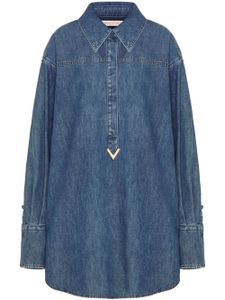 Valentino Garavani robe-chemise VGold en denim - Bleu