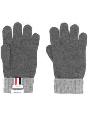 Thom Browne gants en laine à bande tricolore - Gris