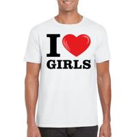 I love girls - t-shirt - wit - voor heren - foute party kleding - vrouwen