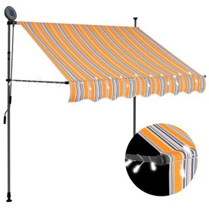 VidaXL Luifel handmatig uitschuifbaar met led 100 cm geel en blauw