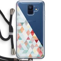 Gekleurde driehoekjes pastel: Samsung Galaxy A6 (2018) Transparant Hoesje met koord