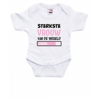 Baby rompertje - Sterkste Vrouw - wit/roze - babyshower/kraamvisite cadeau