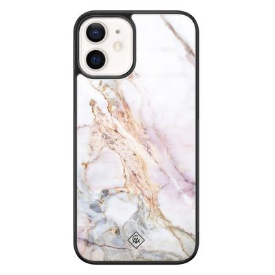 iPhone 12 glazen hardcase - Parelmoer marmer