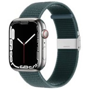 Nylon bandje met klemsluiting - Donkergroen - Geschikt voor Apple Watch 38mm / 40mm / 41mm