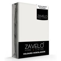 Zavelo Hoeslaken Velours Ivoor - Fluweel Zacht - 30 cm Hoekhoogte - Rondom Elastiek - Velvet -Lits-jumeaux (160/180x2...