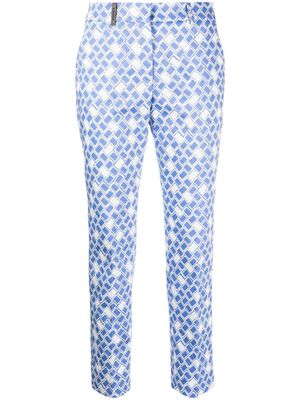Peserico pantalon slim à imprimé géométrique - Bleu