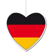 Duitsland hangdecoratie harten 14 cm   -