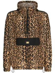 Dolce & Gabbana leopard-print hooded jacket - BROWN