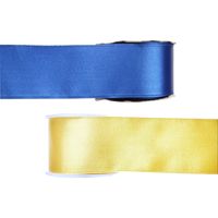 Satijn sierlint pakket - blauw/geel - 2,5 cm x 25 meter - Hobby/decoratie/knutselen