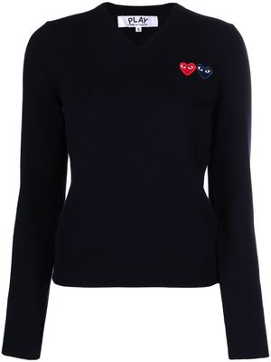 Comme Des Garçons Play pull à patchs cœur - Bleu