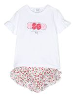 MSGM Kids ensemble short-t-shirt à imprimé cerises - Blanc