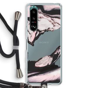 Roze stroom: Sony Xperia 5 III Transparant Hoesje met koord