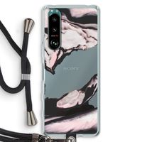 Roze stroom: Sony Xperia 5 III Transparant Hoesje met koord