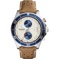 Fossil Herentella CH2951 bruin lederen quartz horloge